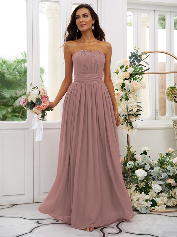 A-Line/Princess Chiffon Ruffles Strapless Sleeveless Floor-Length Bridesmaid Dresses 2216