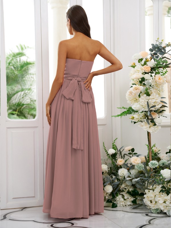 A-Line/Princess Chiffon Ruffles Strapless Sleeveless Floor-Length Bridesmaid Dresses 2216