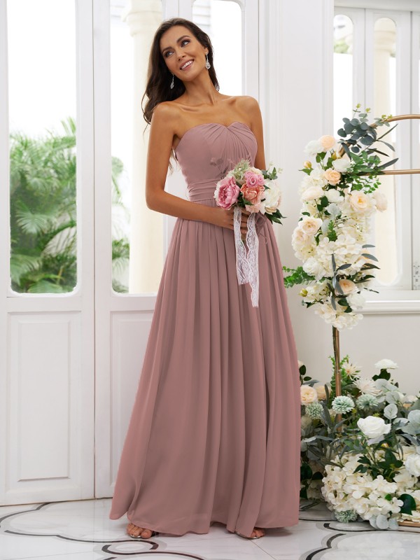 A-Line/Princess Chiffon Ruffles Strapless Sleeveless Floor-Length Bridesmaid Dresses 2216