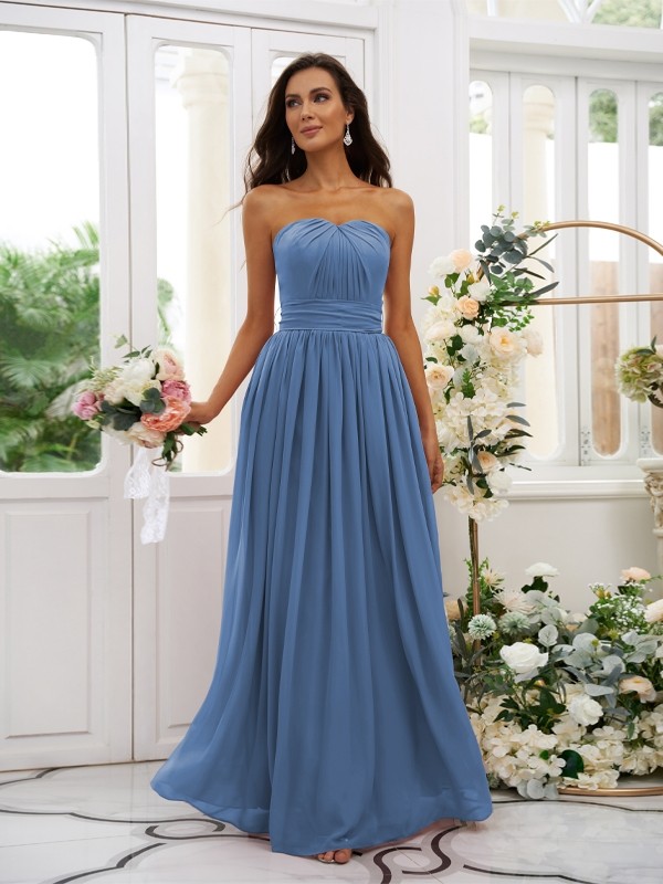 A-Line/Princess Chiffon Ruffles Strapless Sleeveless Floor-Length Bridesmaid Dresses 2216