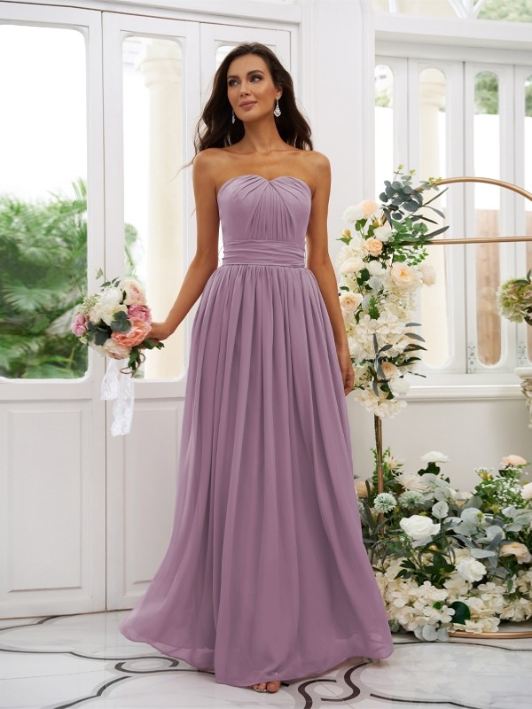 A-Line/Princess Chiffon Ruffles Strapless Sleeveless Floor-Length Bridesmaid Dresses 2216