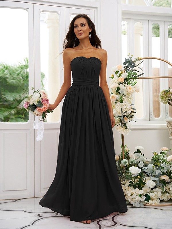 A-Line/Princess Chiffon Ruffles Strapless Sleeveless Floor-Length Bridesmaid Dresses 2216