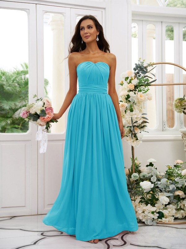 A-Line/Princess Chiffon Ruffles Strapless Sleeveless Floor-Length Bridesmaid Dresses 2216