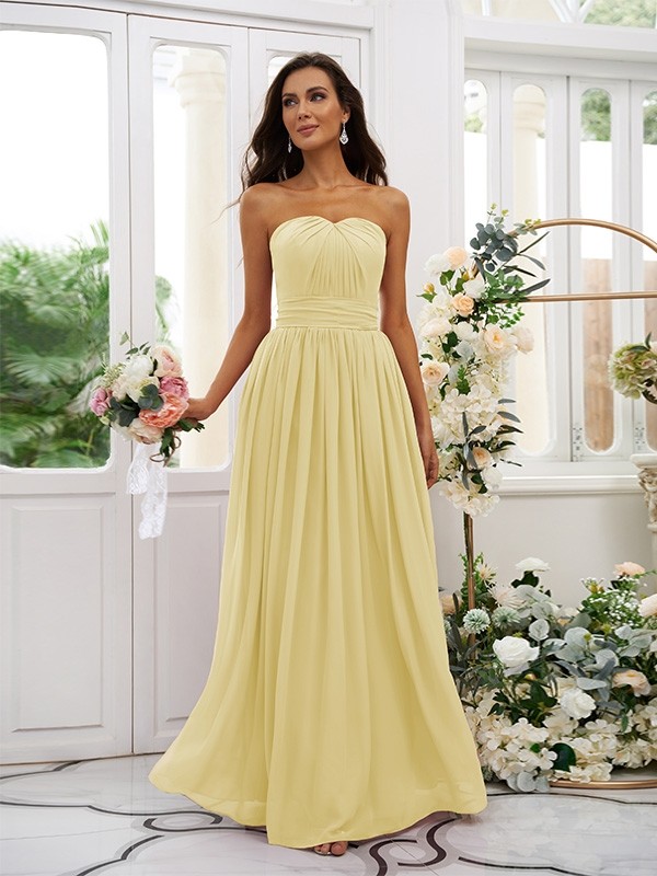 A-Line/Princess Chiffon Ruffles Strapless Sleeveless Floor-Length Bridesmaid Dresses 2216