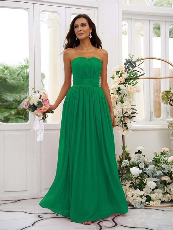 A-Line/Princess Chiffon Ruffles Strapless Sleeveless Floor-Length Bridesmaid Dresses 2216