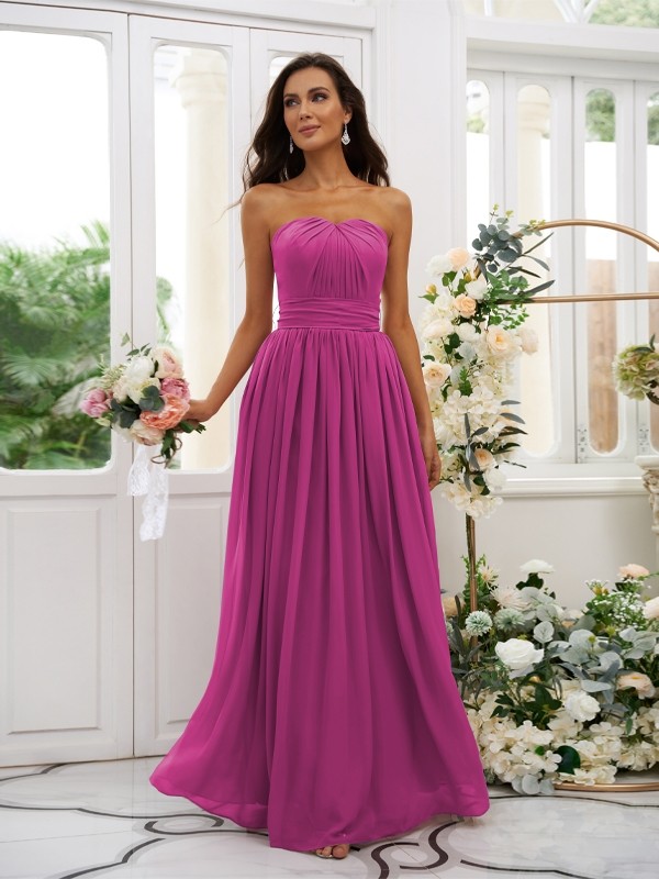 A-Line/Princess Chiffon Ruffles Strapless Sleeveless Floor-Length Bridesmaid Dresses 2216