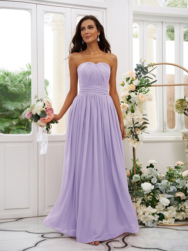 A-Line/Princess Chiffon Ruffles Strapless Sleeveless Floor-Length Bridesmaid Dresses 2216