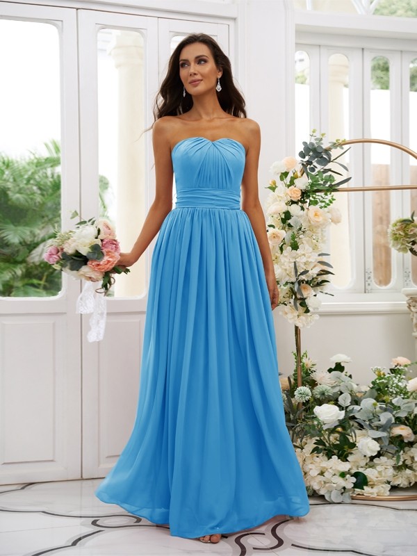 A-Line/Princess Chiffon Ruffles Strapless Sleeveless Floor-Length Bridesmaid Dresses 2216