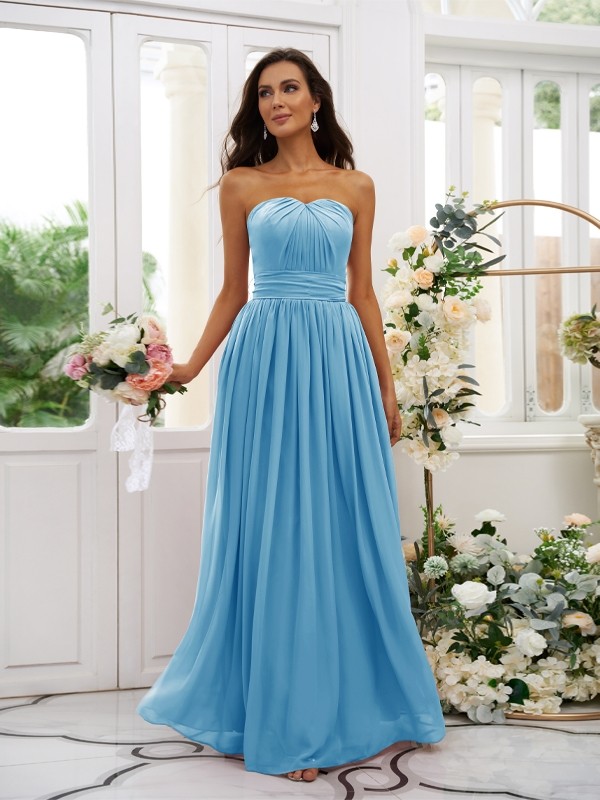 A-Line/Princess Chiffon Ruffles Strapless Sleeveless Floor-Length Bridesmaid Dresses 2216