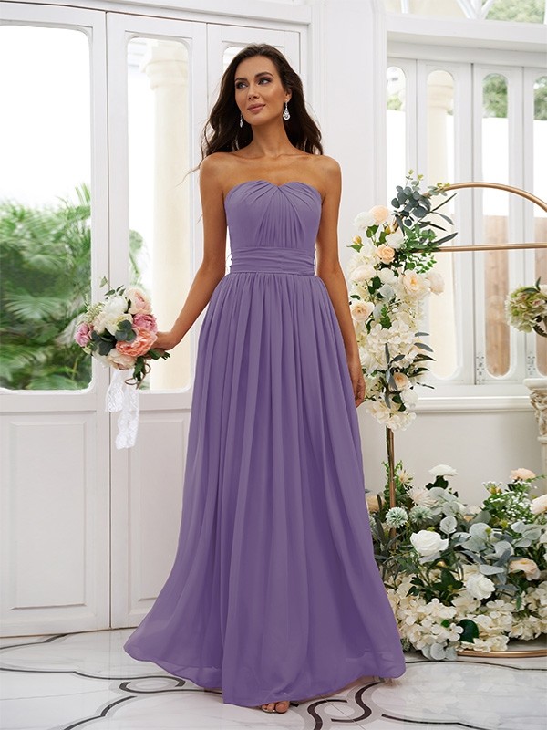 A-Line/Princess Chiffon Ruffles Strapless Sleeveless Floor-Length Bridesmaid Dresses 2216