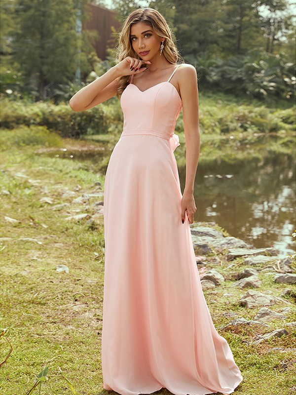 A-Line/Princess Chiffon Sash/Ribbon/Belt Sweetheart Sleeveless Floor-Length Bridesmaid Dresses 2247