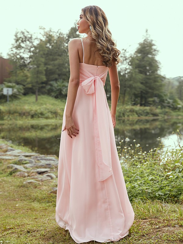 A-Line/Princess Chiffon Sash/Ribbon/Belt Sweetheart Sleeveless Floor-Length Bridesmaid Dresses 2247