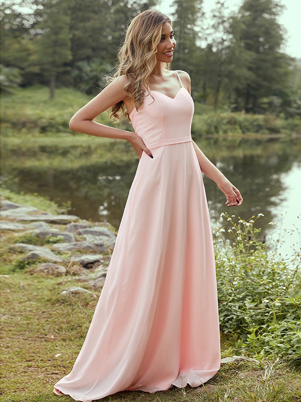 A-Line/Princess Chiffon Sash/Ribbon/Belt Sweetheart Sleeveless Floor-Length Bridesmaid Dresses 2247