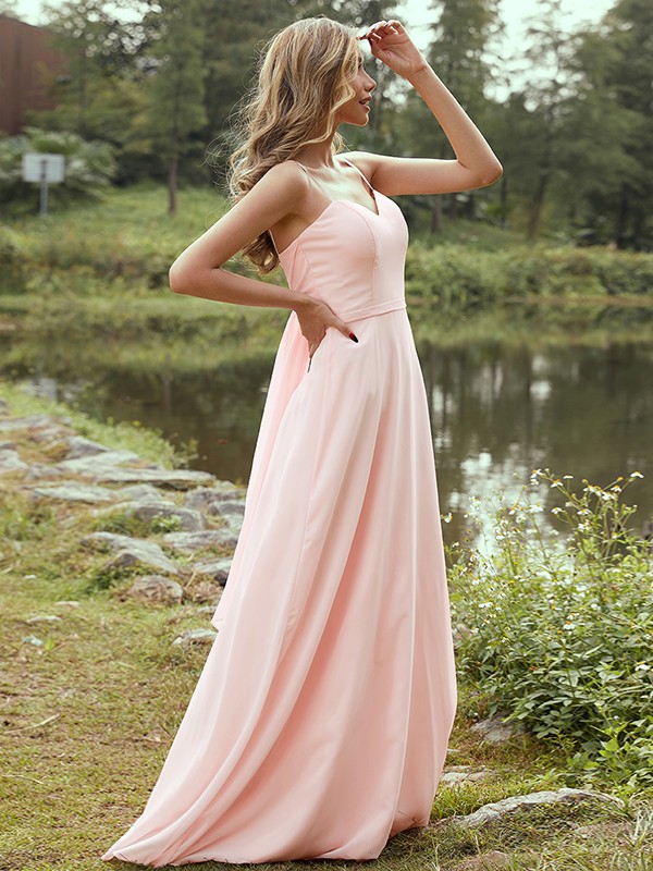 A-Line/Princess Chiffon Sash/Ribbon/Belt Sweetheart Sleeveless Floor-Length Bridesmaid Dresses 2247