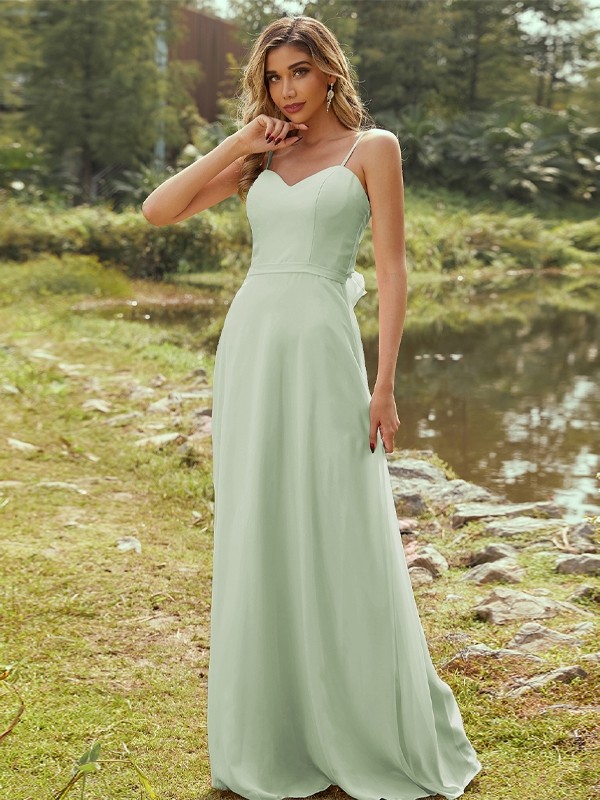 A-Line/Princess Chiffon Sash/Ribbon/Belt Sweetheart Sleeveless Floor-Length Bridesmaid Dresses 2247