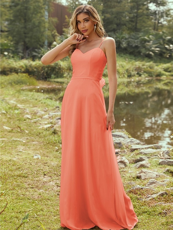 A-Line/Princess Chiffon Sash/Ribbon/Belt Sweetheart Sleeveless Floor-Length Bridesmaid Dresses 2247