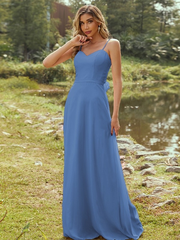 A-Line/Princess Chiffon Sash/Ribbon/Belt Sweetheart Sleeveless Floor-Length Bridesmaid Dresses 2247