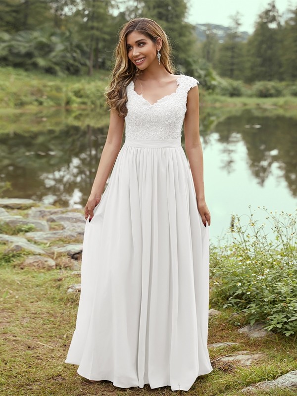 A-Line/Princess Chiffon Applique Sweetheart Sleeveless Floor-Length Bridesmaid Dresses 2133