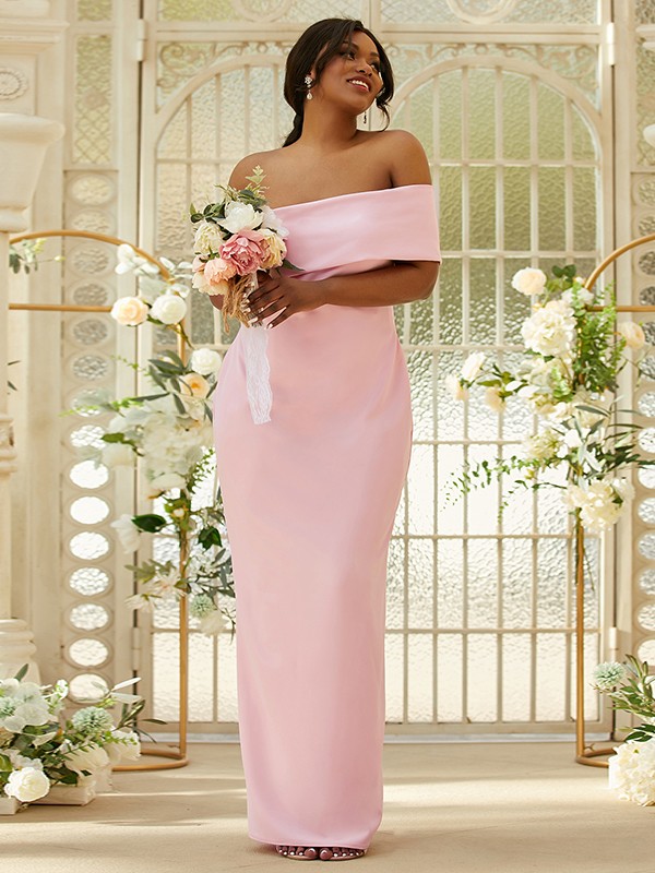 Sheath/Column Stretch Crepe Ruched One-Shoulder Sleeveless Floor-Length Bridesmaid Dresses 3164