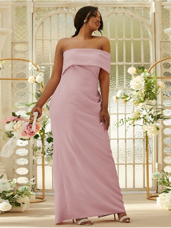 Sheath/Column Stretch Crepe Ruched One-Shoulder Sleeveless Floor-Length Bridesmaid Dresses 3164