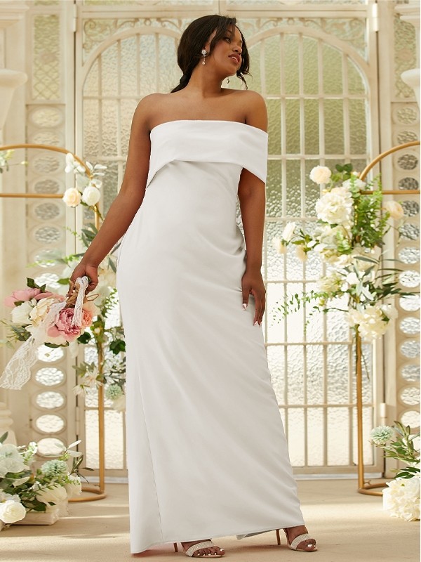 Sheath/Column Stretch Crepe Ruched One-Shoulder Sleeveless Floor-Length Bridesmaid Dresses 3164