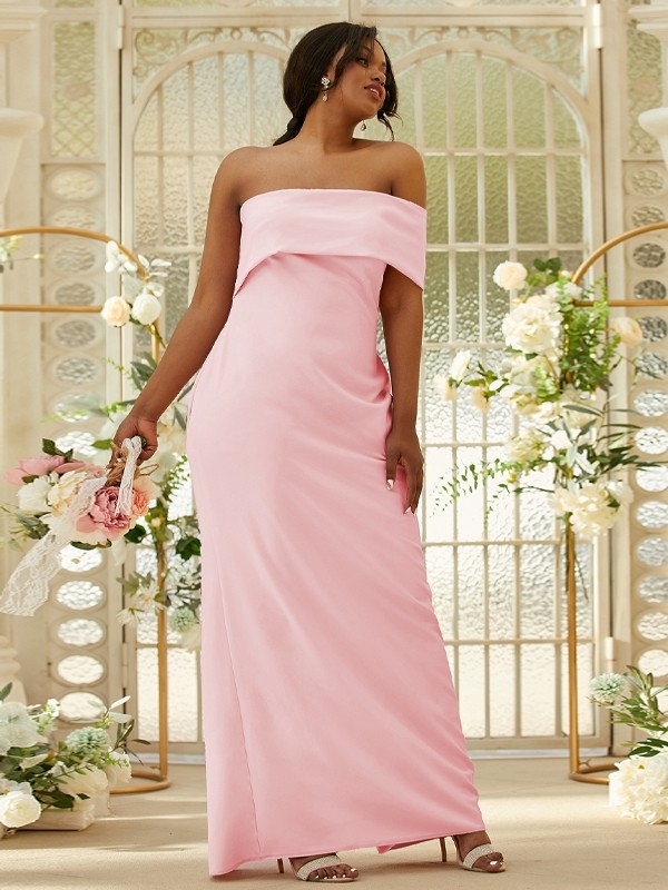 Sheath/Column Stretch Crepe Ruched One-Shoulder Sleeveless Floor-Length Bridesmaid Dresses 3164