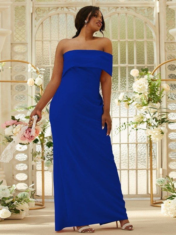 Sheath/Column Stretch Crepe Ruched One-Shoulder Sleeveless Floor-Length Bridesmaid Dresses 3164