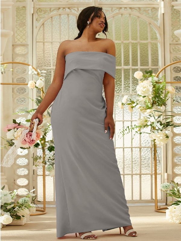 Sheath/Column Stretch Crepe Ruched One-Shoulder Sleeveless Floor-Length Bridesmaid Dresses 3164