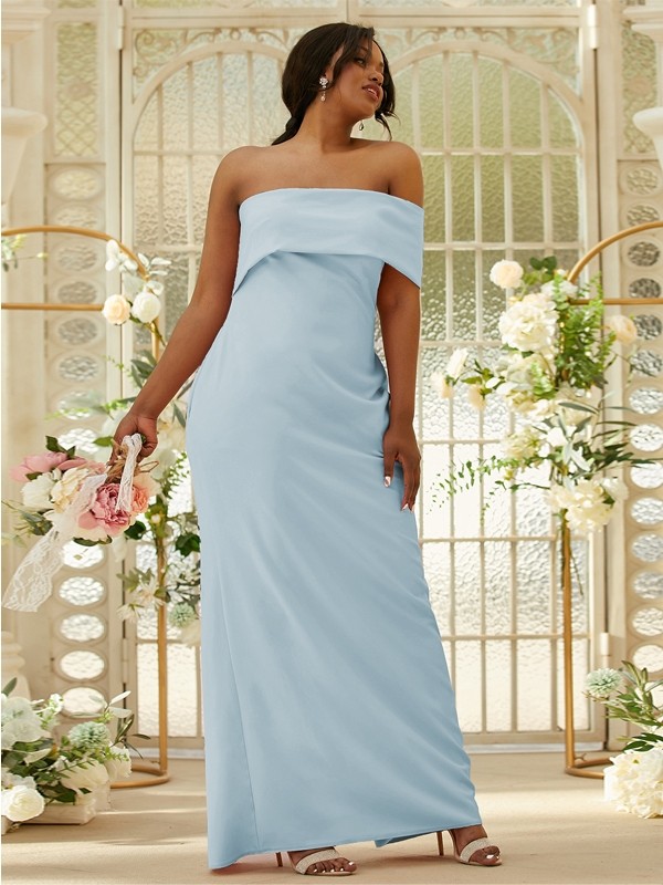 Sheath/Column Stretch Crepe Ruched One-Shoulder Sleeveless Floor-Length Bridesmaid Dresses 3164