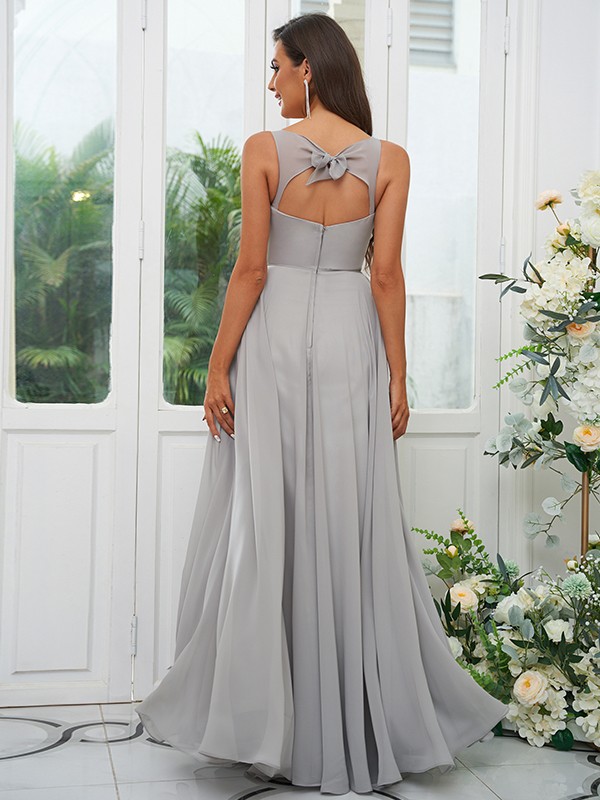 A-Line/Princess Chiffon Ruffles V-neck Sleeveless Floor-Length Bridesmaid Dresses 2237