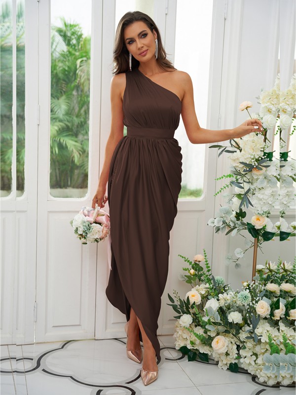 A-Line/Princess Ruffles One-Shoulder Sleeveless Ankle-Length Bridesmaid Dresses 2126