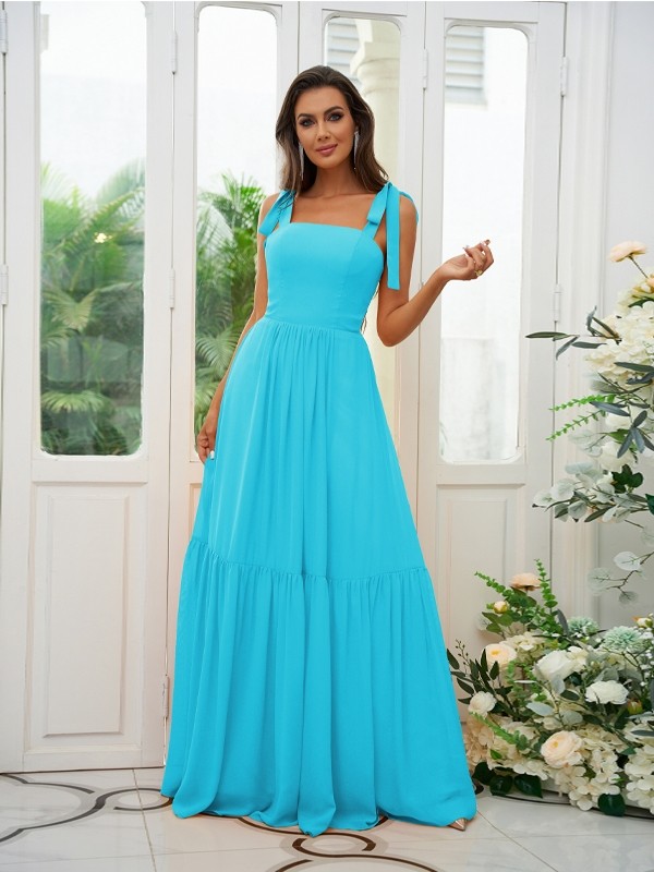 A-Line/Princess Chiffon Ruffles Straps Sleeveless Floor-Length Bridesmaid Dresses 2217