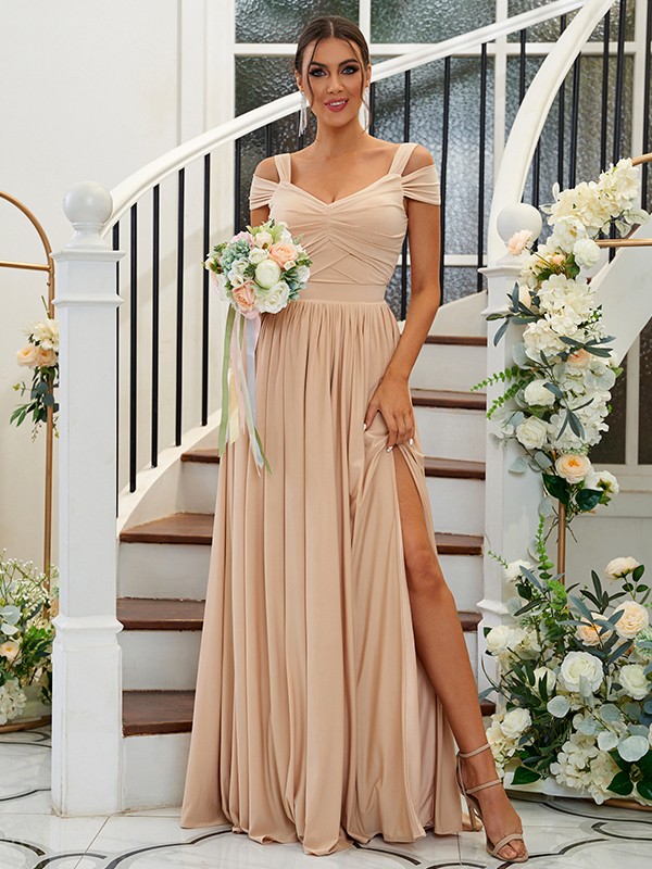 A-Line/Princess Jersey Ruffles Sweetheart Sleeveless Floor-Length Bridesmaid Dresses 2329