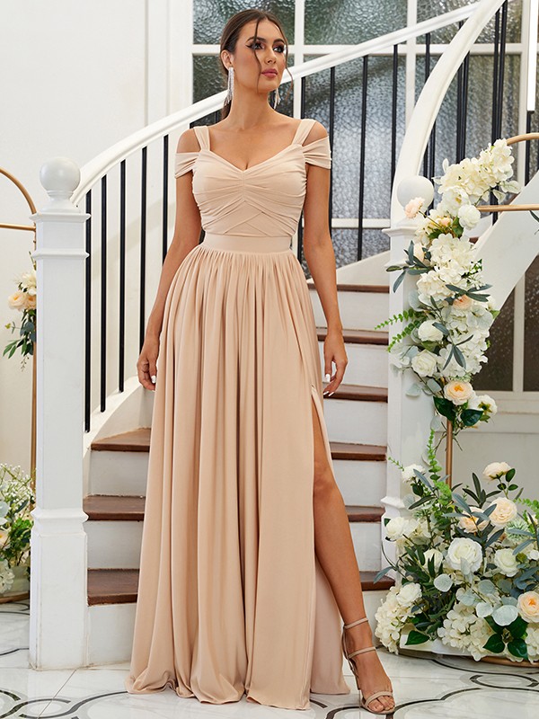 A-Line/Princess Jersey Ruffles Sweetheart Sleeveless Floor-Length Bridesmaid Dresses 2329