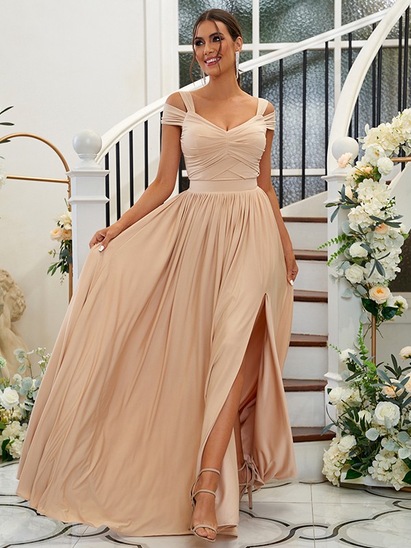 A-Line/Princess Jersey Ruffles Sweetheart Sleeveless Floor-Length Bridesmaid Dresses 2329