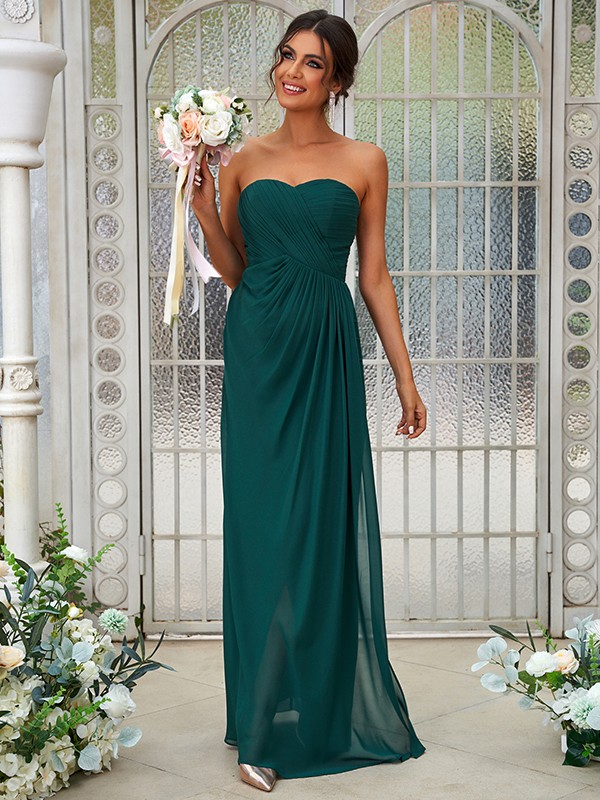 A-Line/Princess Chiffon Ruffles Sweetheart Sleeveless Floor-Length Bridesmaid Dresses 2218