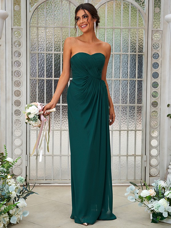 A-Line/Princess Chiffon Ruffles Sweetheart Sleeveless Floor-Length Bridesmaid Dresses 2218