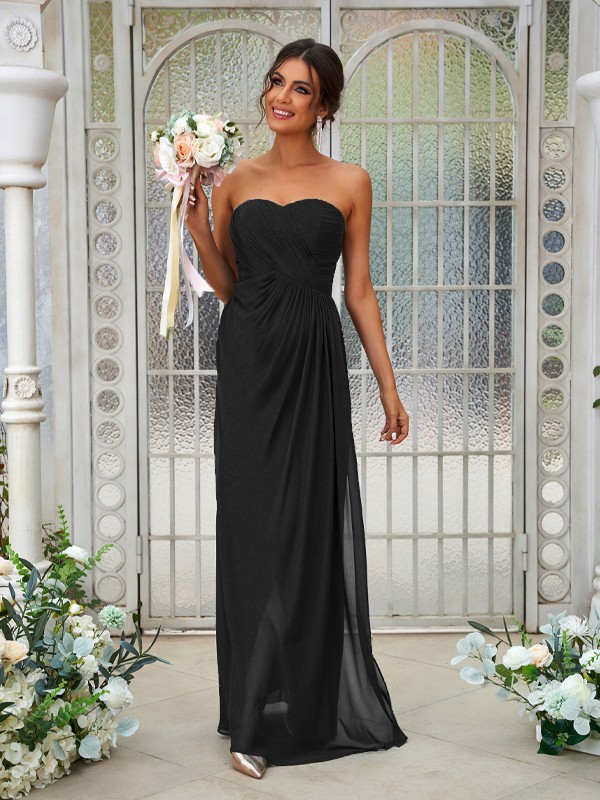 A-Line/Princess Chiffon Ruffles Sweetheart Sleeveless Floor-Length Bridesmaid Dresses 2218