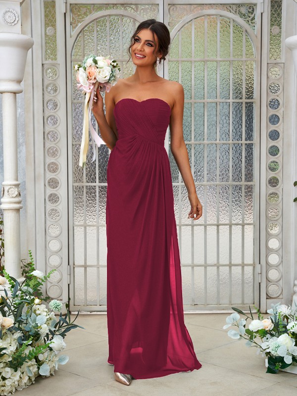 A-Line/Princess Chiffon Ruffles Sweetheart Sleeveless Floor-Length Bridesmaid Dresses 2218