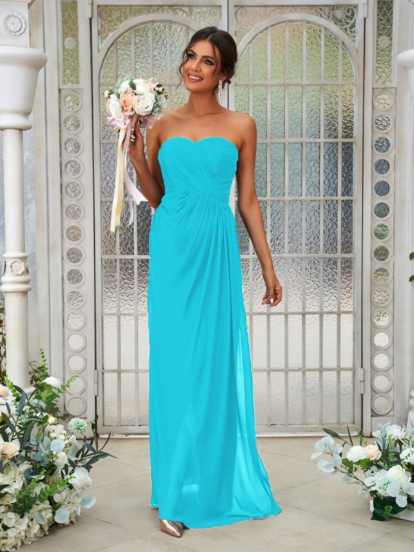 A-Line/Princess Chiffon Ruffles Sweetheart Sleeveless Floor-Length Bridesmaid Dresses 2218