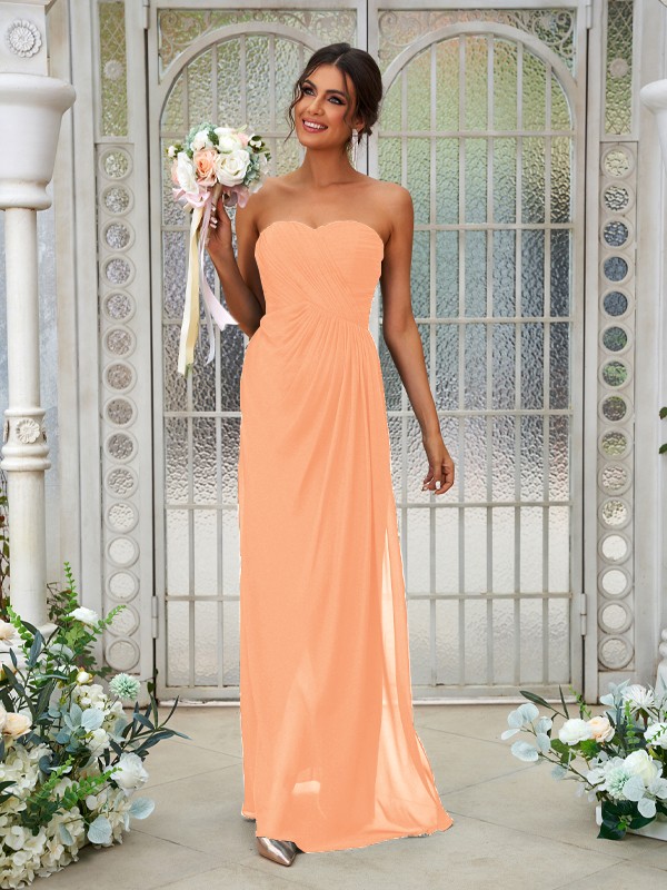 A-Line/Princess Chiffon Ruffles Sweetheart Sleeveless Floor-Length Bridesmaid Dresses 2218