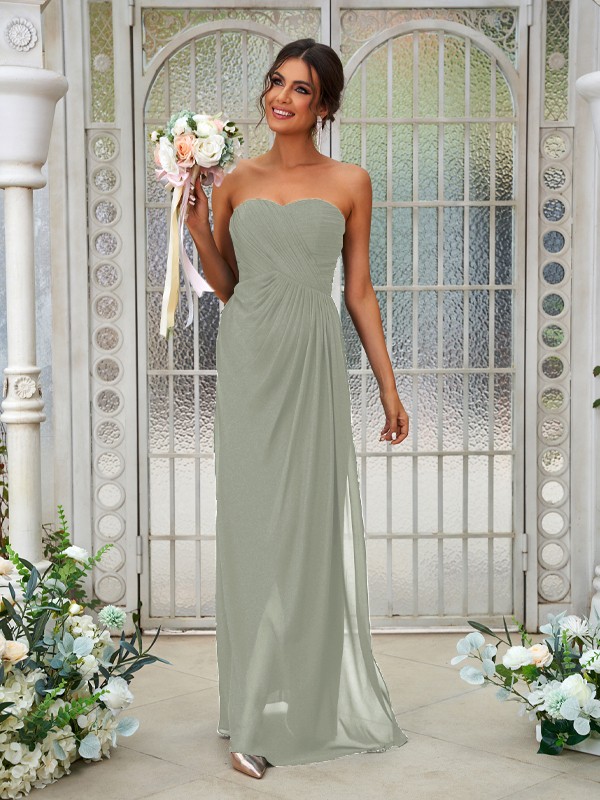 A-Line/Princess Chiffon Ruffles Sweetheart Sleeveless Floor-Length Bridesmaid Dresses 2218