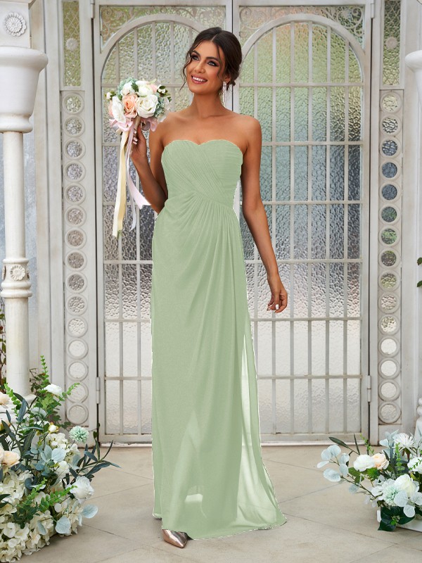 A-Line/Princess Chiffon Ruffles Sweetheart Sleeveless Floor-Length Bridesmaid Dresses 2218