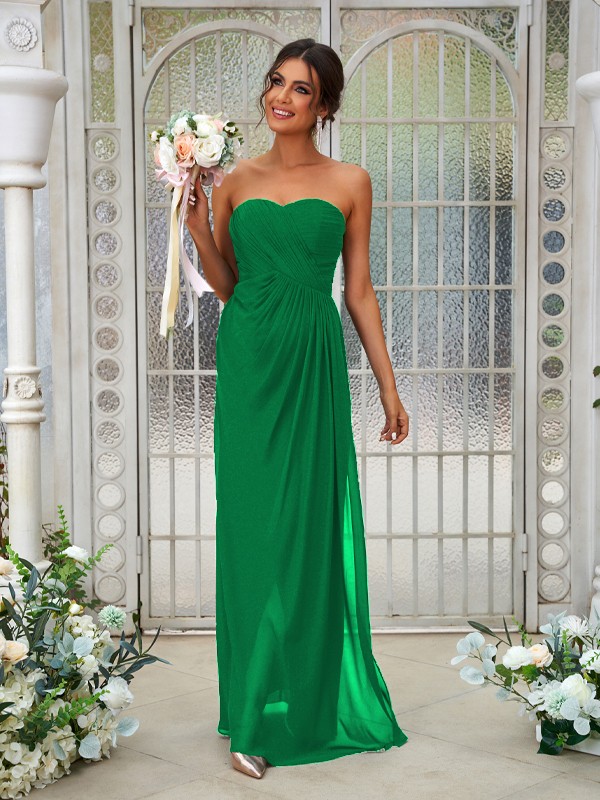 A-Line/Princess Chiffon Ruffles Sweetheart Sleeveless Floor-Length Bridesmaid Dresses 2218