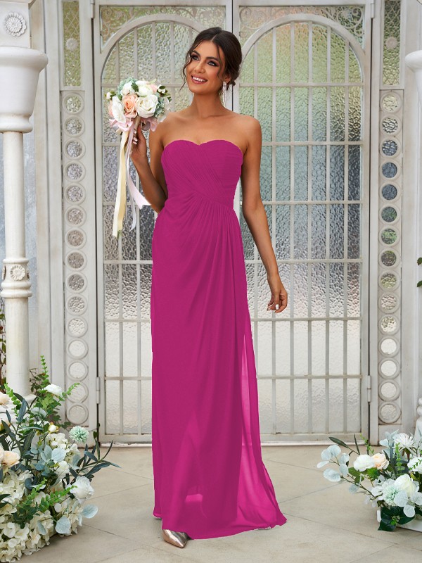 A-Line/Princess Chiffon Ruffles Sweetheart Sleeveless Floor-Length Bridesmaid Dresses 2218