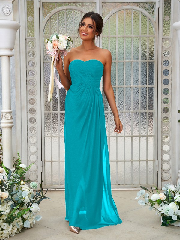 A-Line/Princess Chiffon Ruffles Sweetheart Sleeveless Floor-Length Bridesmaid Dresses 2218