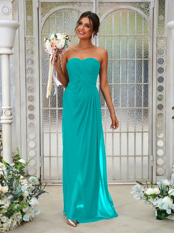 A-Line/Princess Chiffon Ruffles Sweetheart Sleeveless Floor-Length Bridesmaid Dresses 2218