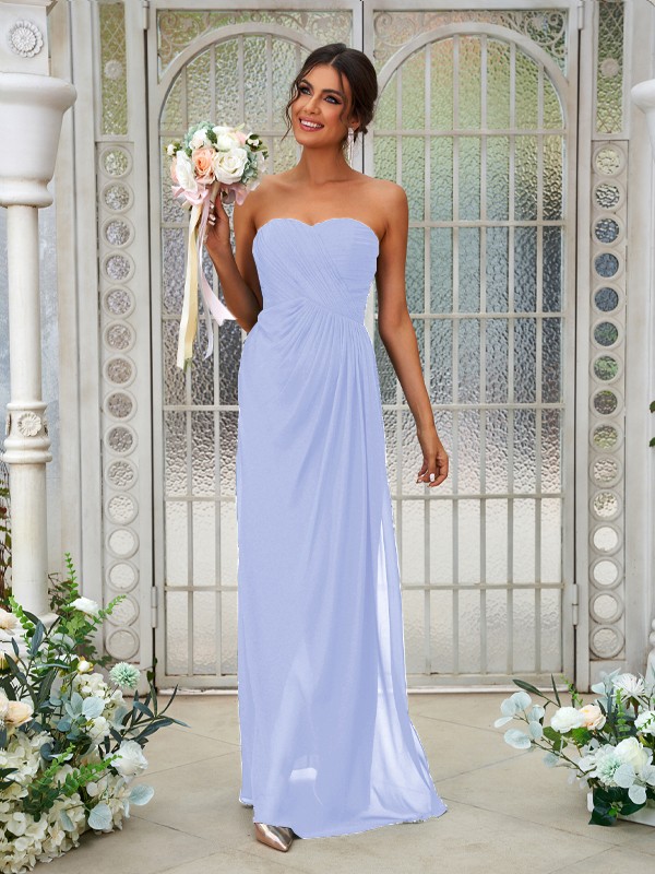 A-Line/Princess Chiffon Ruffles Sweetheart Sleeveless Floor-Length Bridesmaid Dresses 2218