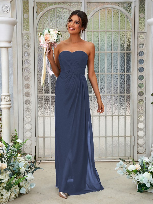 A-Line/Princess Chiffon Ruffles Sweetheart Sleeveless Floor-Length Bridesmaid Dresses 2218