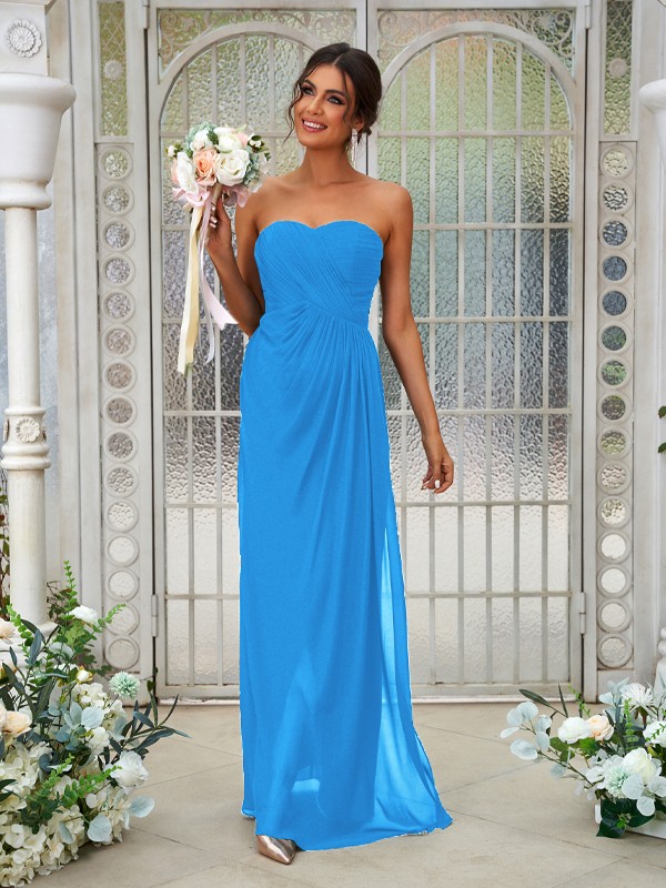 A-Line/Princess Chiffon Ruffles Sweetheart Sleeveless Floor-Length Bridesmaid Dresses 2218